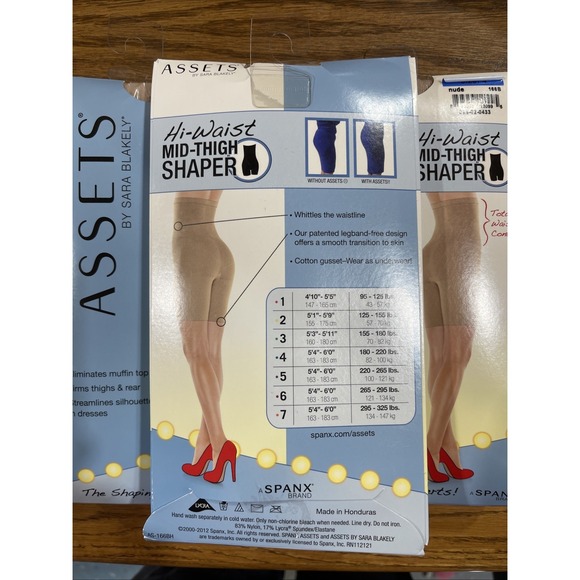 3 Pack Assets by Sara Blakely Spanx Brand Hi-Waist Mid-Thigh Shaper Nude Size 4 - Picture 2 of 4